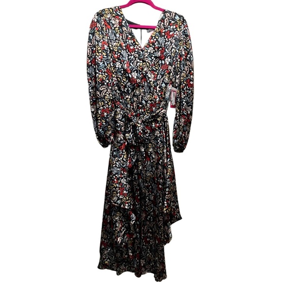 Vince Camuto Pink and Red Floral Long Sleeve Dress NWT Size L - Picture 10 of 15